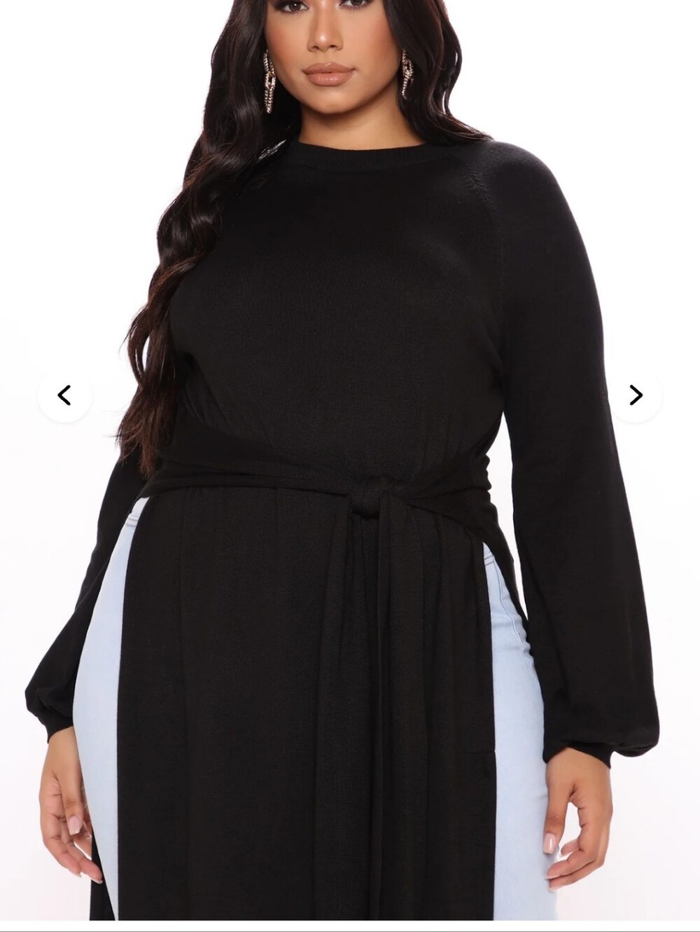 Brand New Long Black Tie-Waist Maxi Tunic - Picture 4 of 8